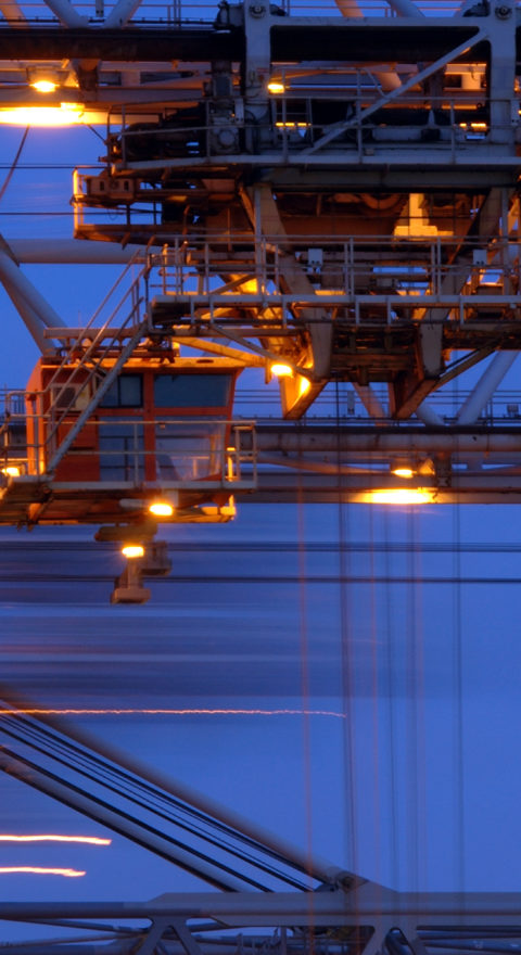 Kraanverlichting op containerterminal Rotterdam