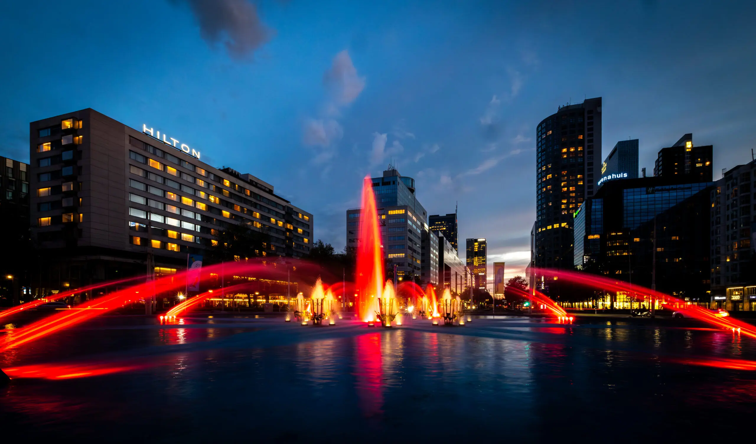 Verlichting fontein Hofplein Rotterdam